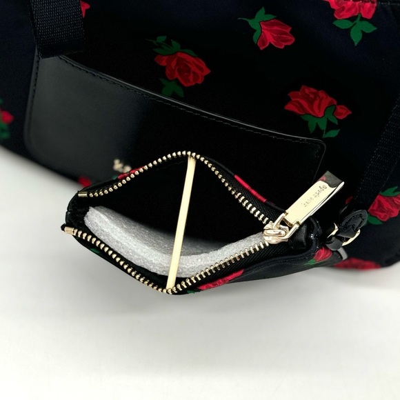 Kate Spade Chelsea Rose Toss Crossbody Bag & Coin Purse Black Multi Rose - Picture 10 of 12